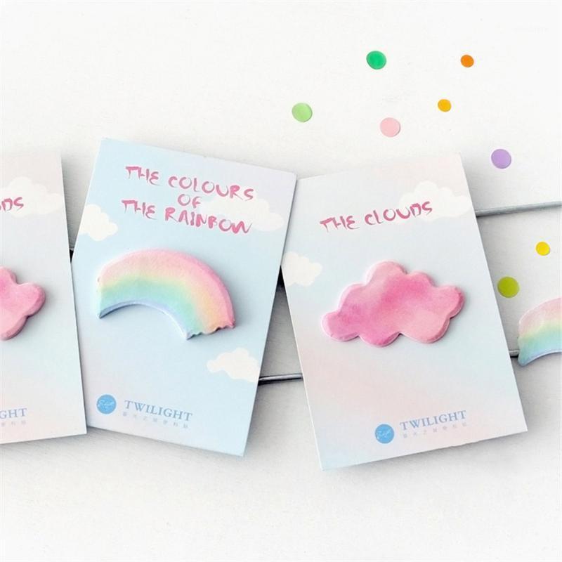 

2pcs Creative Rainbow Design Memo Pad Cute Paper Sticky Notes Kawaii Stationery DIY Scrapbooking Sticker Message Writing Note1
