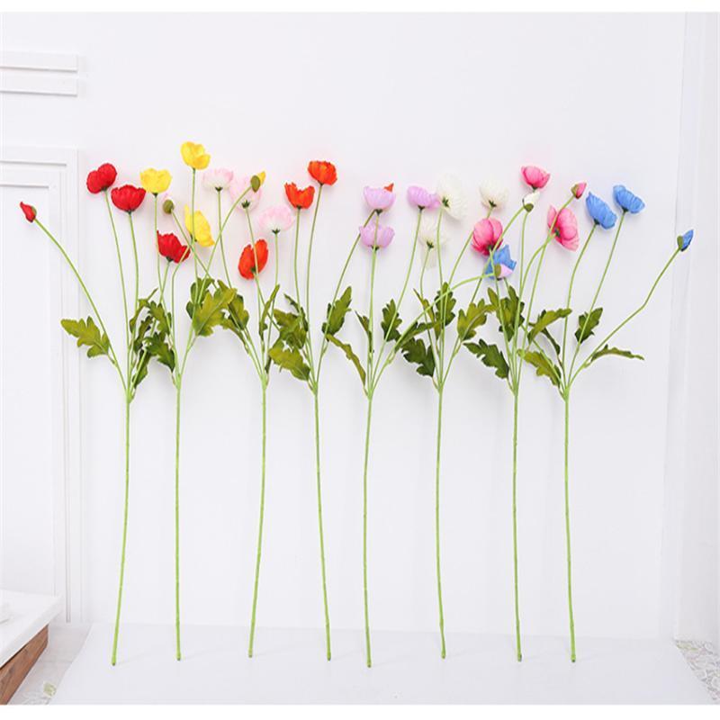 

4 Heads /Branch Poppy Silk Artificial Flowers Party Decoration Flower Arrangement Bridesmaid Bouquets Long Stem for Home Decor1, Yellow