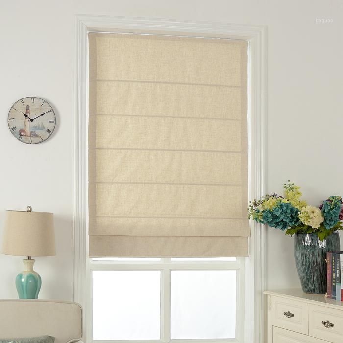 

Custom Made Solid Color Curtain Cotton and Linen Roman Curtain Door for Bay Window Litre Fall Shade1, As picture show