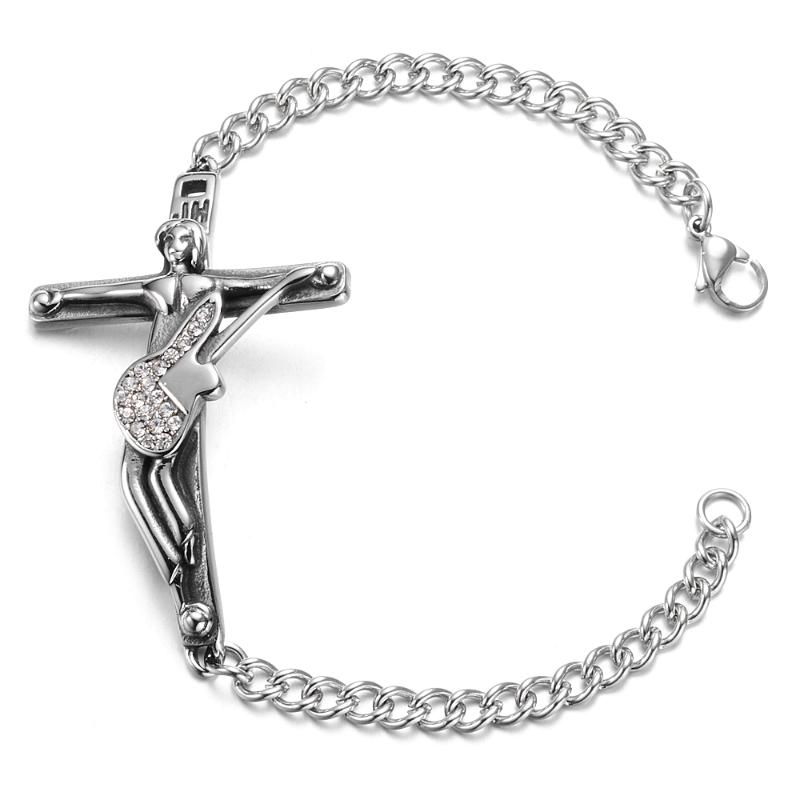 

Johnny Hallyday cross bracelets bangles For Women men Jewelry stainless steel arm cuff pulseira feminina bracelet bijoux