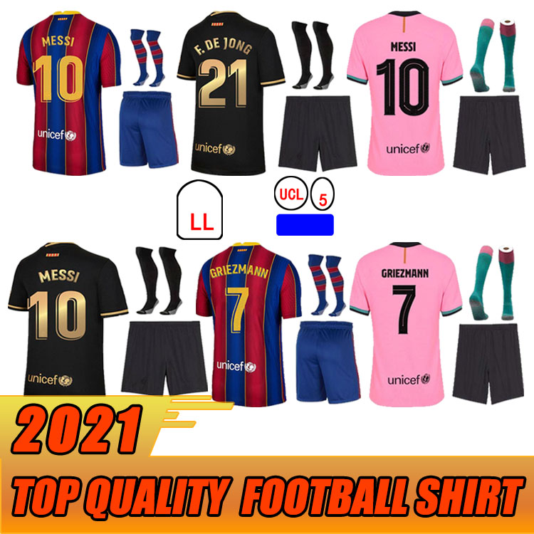 

soccer jersey BARCA 2021 camiseta de futbol ANSU FATI 2020 GRIEZMANN F.DE JONG Maillots de football shirt men+kids kit socks, Away adult