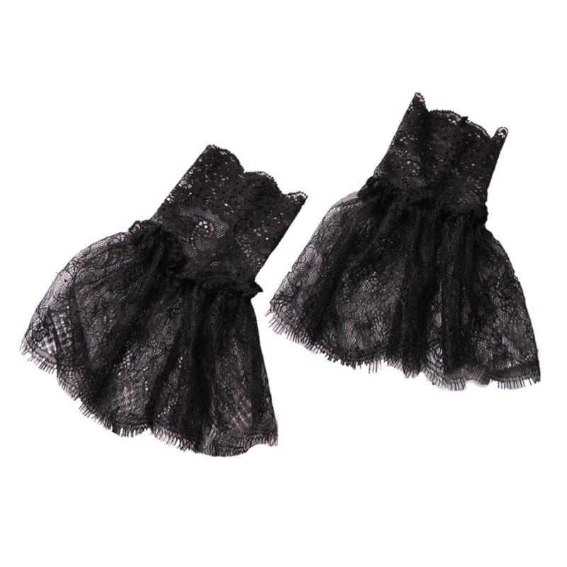 

Five Fingers Gloves Women Horn Cuffs Fake Sleeve Crochet Eyelash Floral Lace Sweater Wrist Warmers X7JB