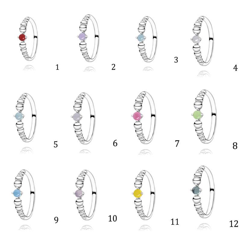 

2020 NEW Authentic 925 Sterling Silver Rings Birthstone Beaded Rings Anniversary Engagement Ring Women Jewelry Birthday gift