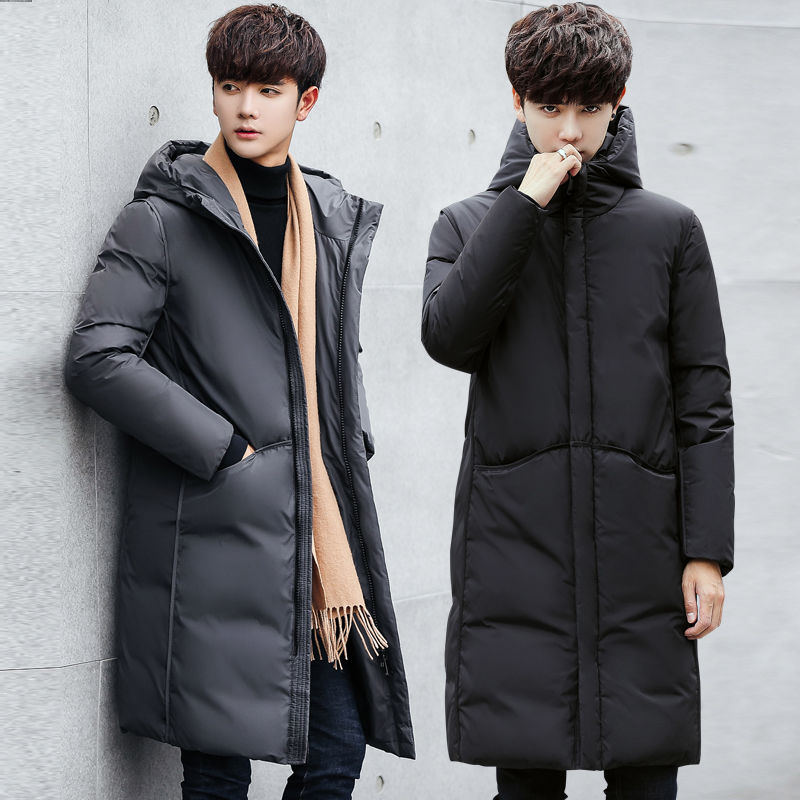

2020 New Long Men Coat Winter Down Jacket Warm Thicken Hooded Overcoat Comfortable Male Solid Color, Grey