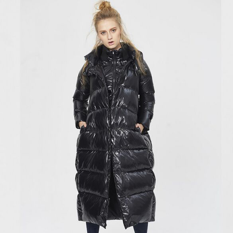 

2021 New High Quality Women Winter Coat White Chicks to Low Plus Size Bachelor 5xl Long Down Parkas Female Jacket O9EI, Black