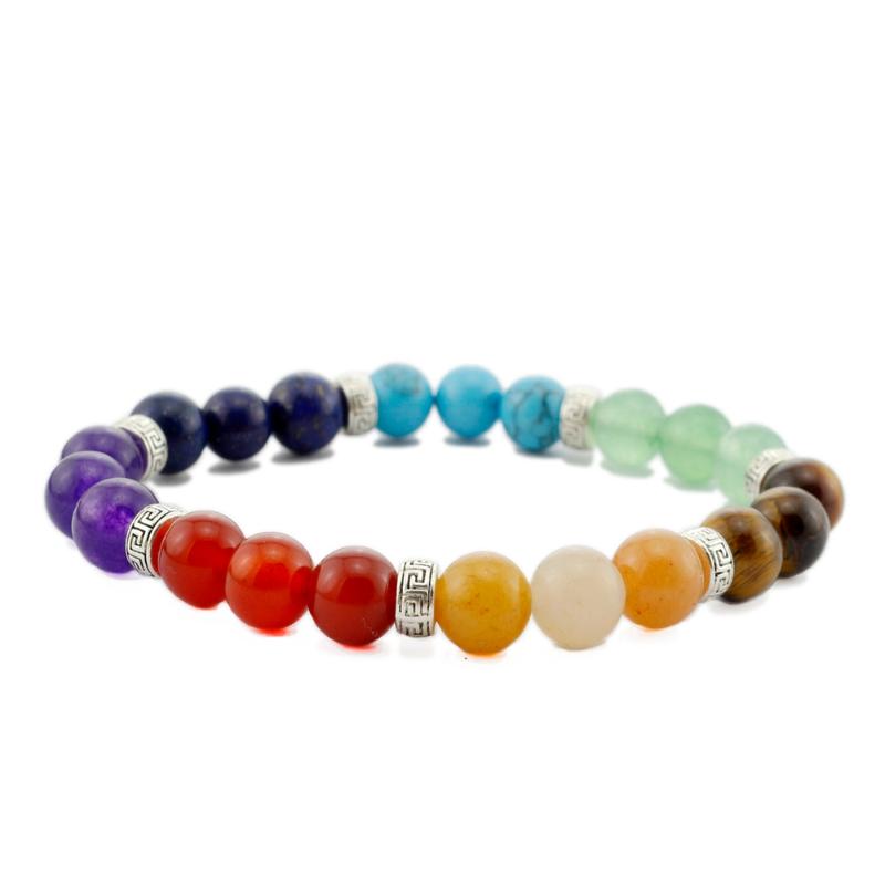 

Natural crystal stone fashion jewelry seven colors chakra Yoga reiki healing energy stone bead bracelet women fine jewelry gift