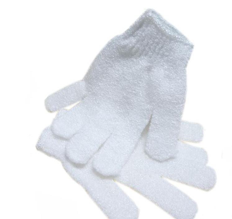

White Nylon Body Shower Bath Gloves Exfoliating Bath Glove Body Scrubber Glove Body Spa Massage Dead Skin Cell Remover