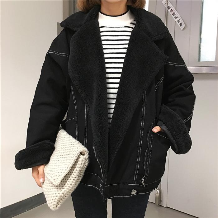 

Autumn Winter Women Denim Jacket Female Black Warm Fleece Short Denim Coat Woman Fall Motorcycle Jean Jacket Outwear Windbreaker