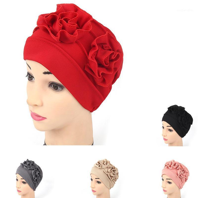 

Beanie/Skull Caps Women Ladies ElasticTurban Muslim Beanie Hats Flower Head Scarf Wrap Chemo India Hair Loss Headscarf1, Black