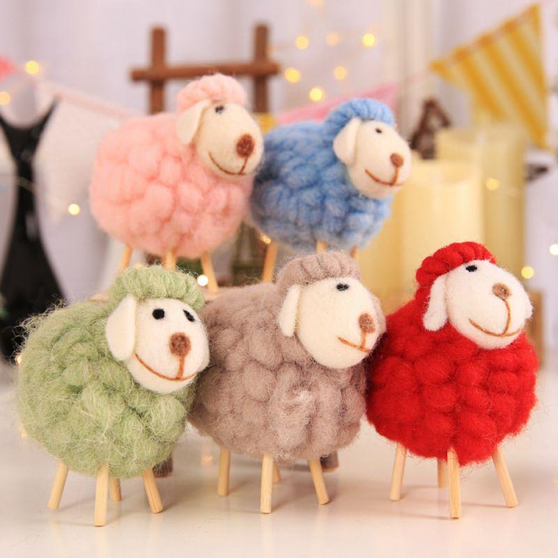 

Stuffed Plush Animals Toys Wool Felt Sheep Toy For Children Kids Room Decoration Ornament Figurines Miniatures Decoration Crafts