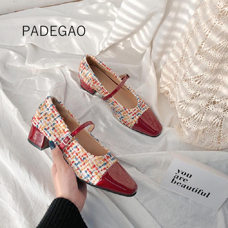 

2020 Women High Shoes Khaki Button Women Shoes Sweet Concise Fashion Elegant Heels, Red