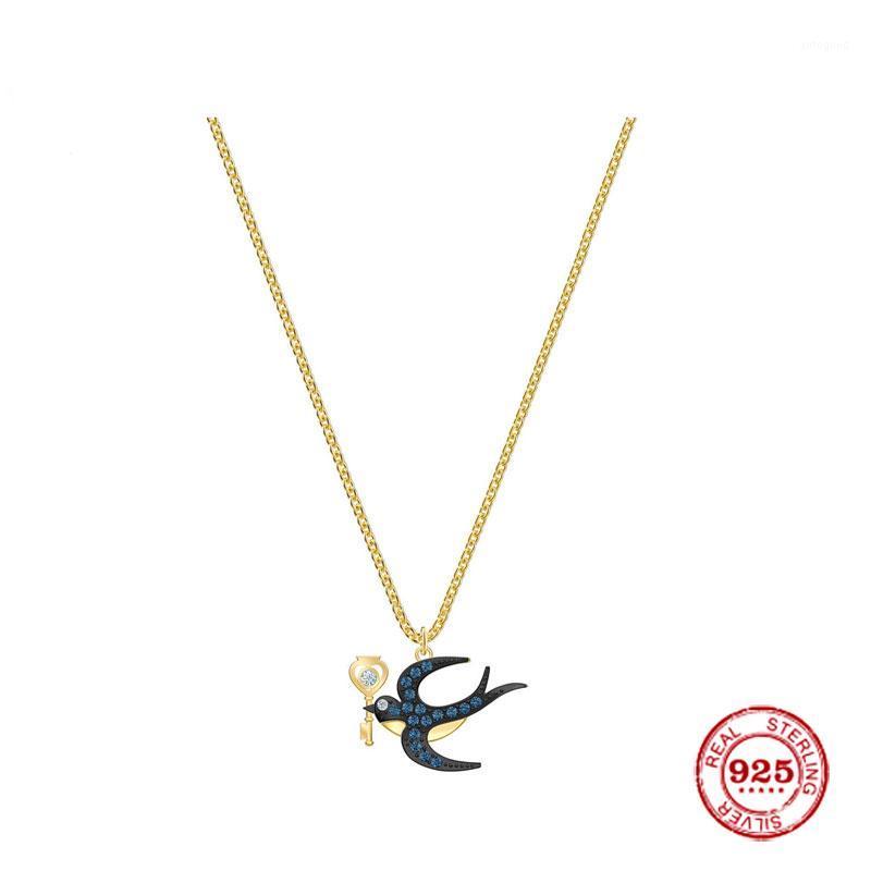 

Chains 2021 Fashion Charms 925 Sterling Silver Luxury Jewelry Gift For Female Yellow Lucky Key Exquisite Swallow Necklace1