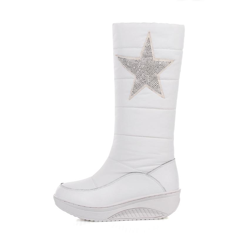 

Big Size Women Snow Boots Waterproof Thick Fur Winter Shoes Slip-resistant Woman Chunky Boots White Booties Plus size 44, Black