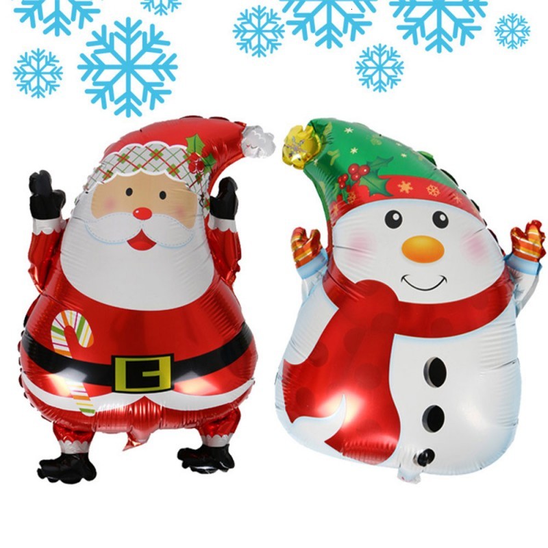 Decor Gift Snowman Elk Deer Santa Claus Xmas Ornament Helium Foil Balloon