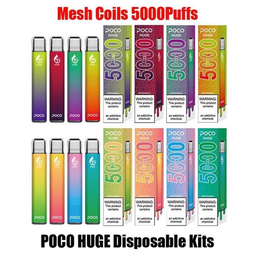 

100% Original POCO HUGE Disposable E-cigarettes Pod Device Kit 5000 Puffs 950mAh Rechargeable Battery 15ml Prefilled Mesh Coil Cartridge Sti