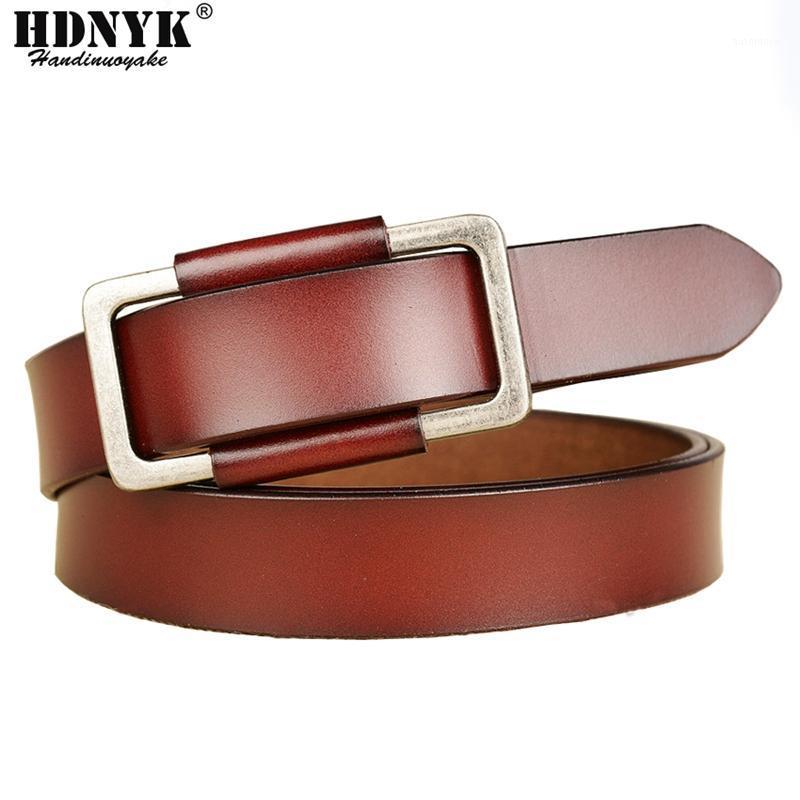 

Hot New Designer Fashion Women's Belts Genuine Leather Brand Straps Female Waistband Pin Black Buckles Fancy Vintage for Jeans1, Brown