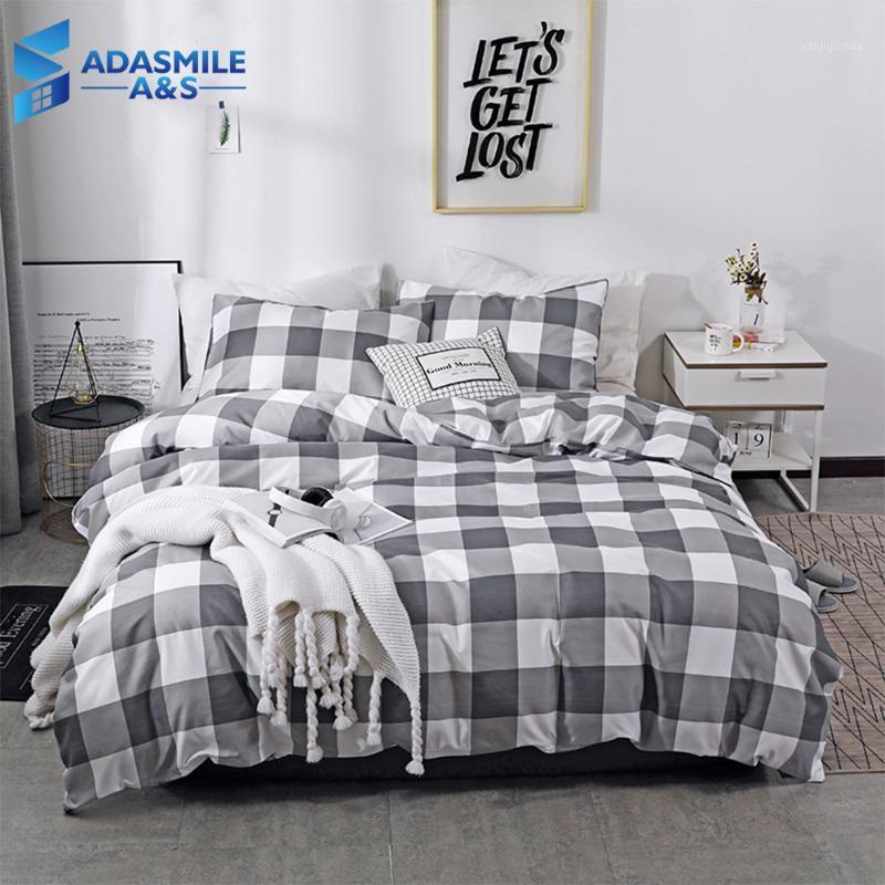 

Nordic Bedding Linens Set Soft Comfortable Lattice Bedclothes Bed Cover Pillowcases Set Adults US  Bedding Duvet Cover1, No-7