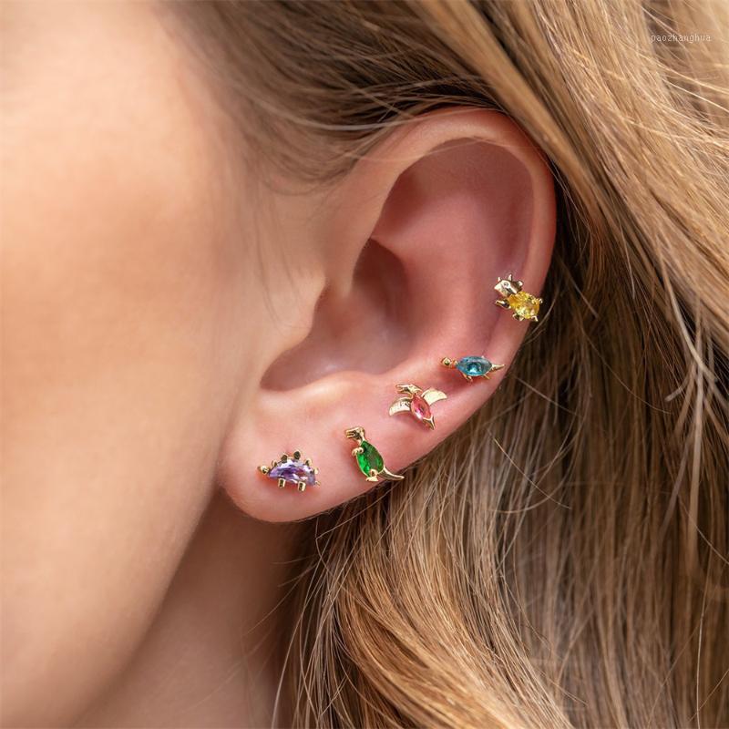

Stud 1 Pair Rhinestone Cute Colorful Zircon Small Animals Dangler Fashion Jewelry For Women Girls, Golden;silver