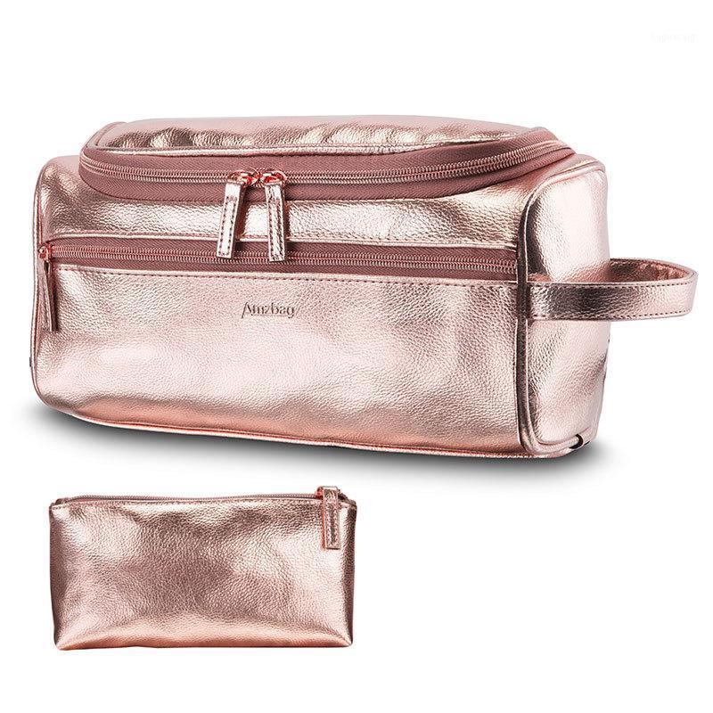 

Fashion Cosmetic Bag For Women&Men Travel Toiletry Bag PU Leather Makeup Unisex Waterproof Neceser Mujer Organizer1, Brown