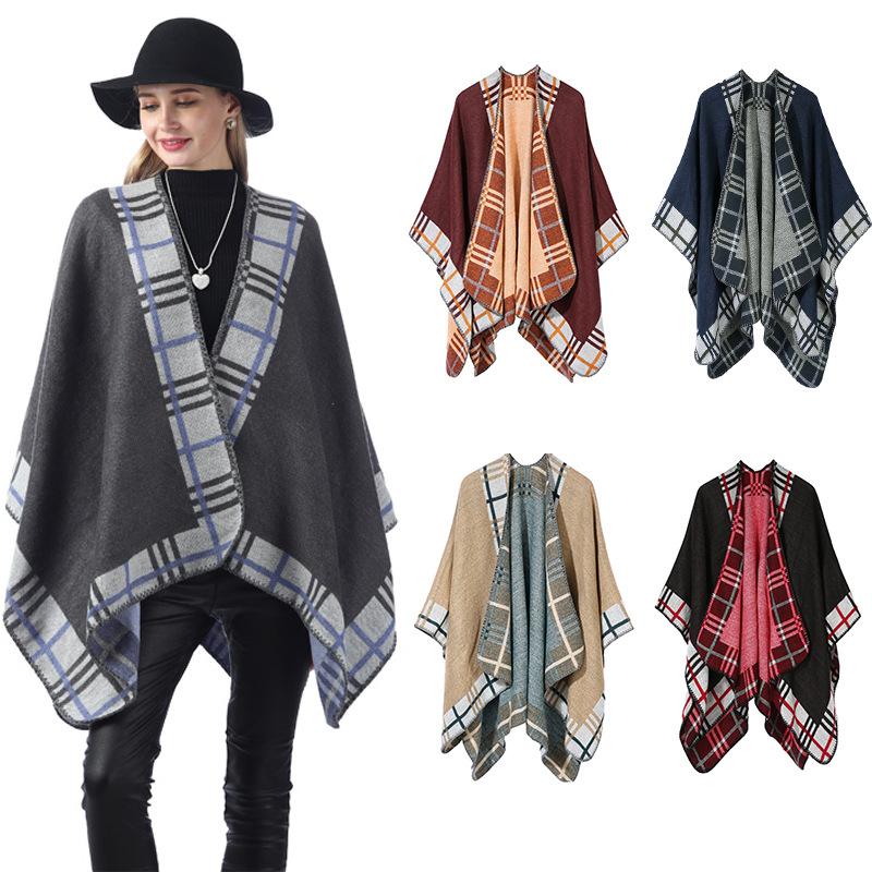 

Lady's Solid Scarf in Winter Patchwork Thickening Shawl Autumn Women's Striped Plaid Warm Scarves