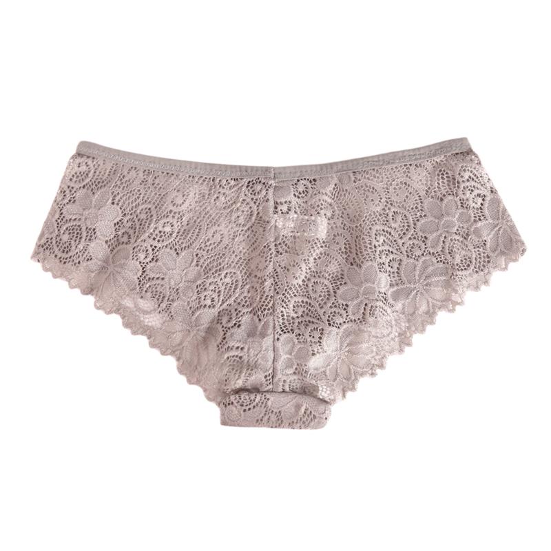 

Women Sexy Lace Underwear Knickers Seamless Transparent Lingerie Female Seamless Briefs Underpants, Gray