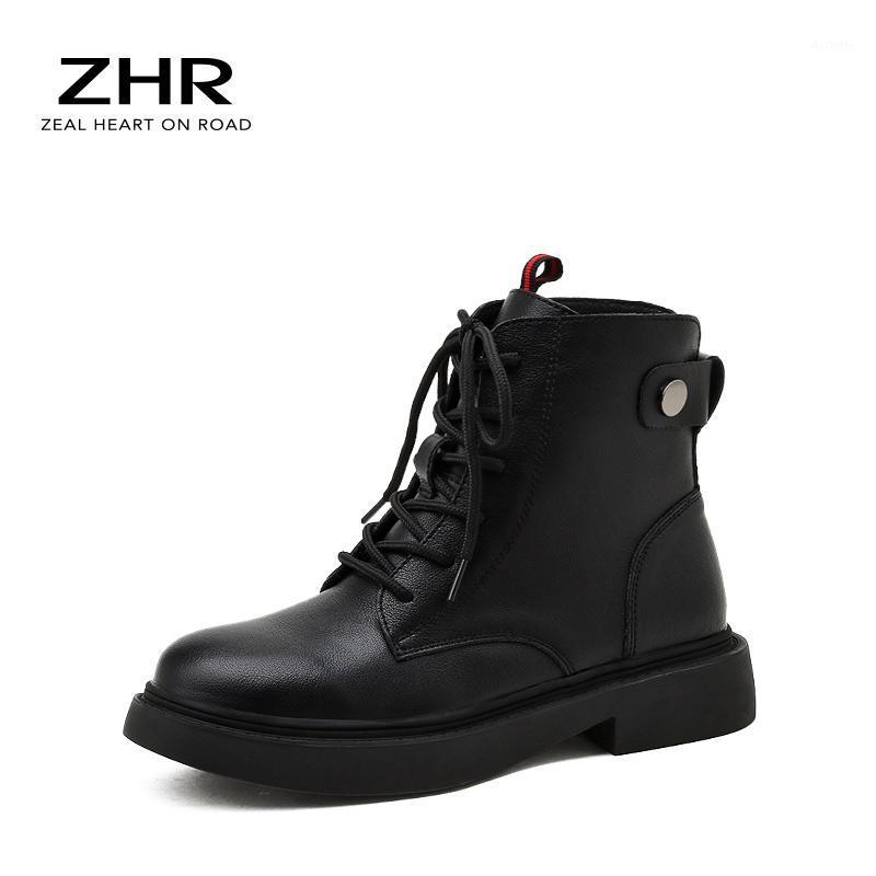 

2021 Genuine Leather platform Boots Women Platform Boots Winter Chunky Black Ankle Thick Heel1