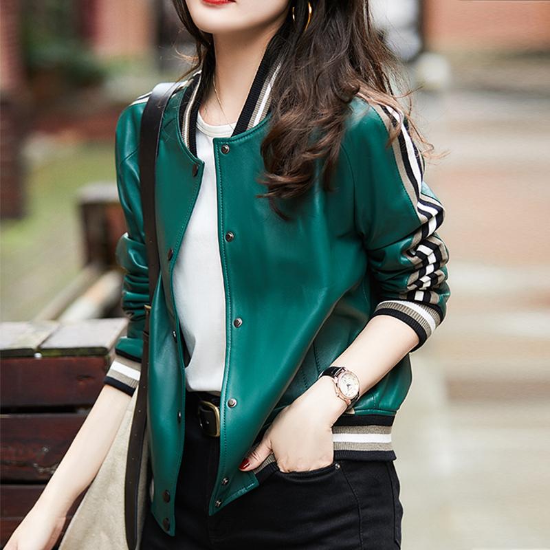 

2021 Fashion Autumn Harajuku Windbreaker Outwear Jacket Women Bomber Faux Leather Jacket Coat Long Sleeve Female Jackets Clothes, Green