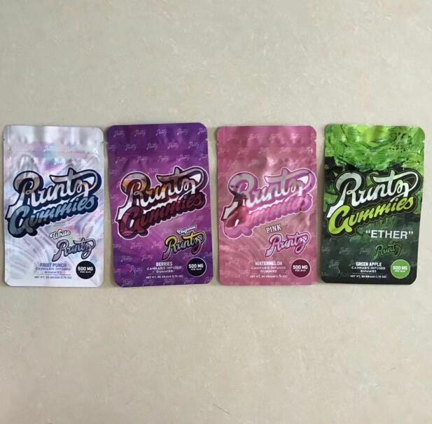 

Runtz Gummies Mylar Bag 500mg Childproof Edibles Zipper Packaging Pouch Retail Storage Package for Dry Herb Tobacco Flower new