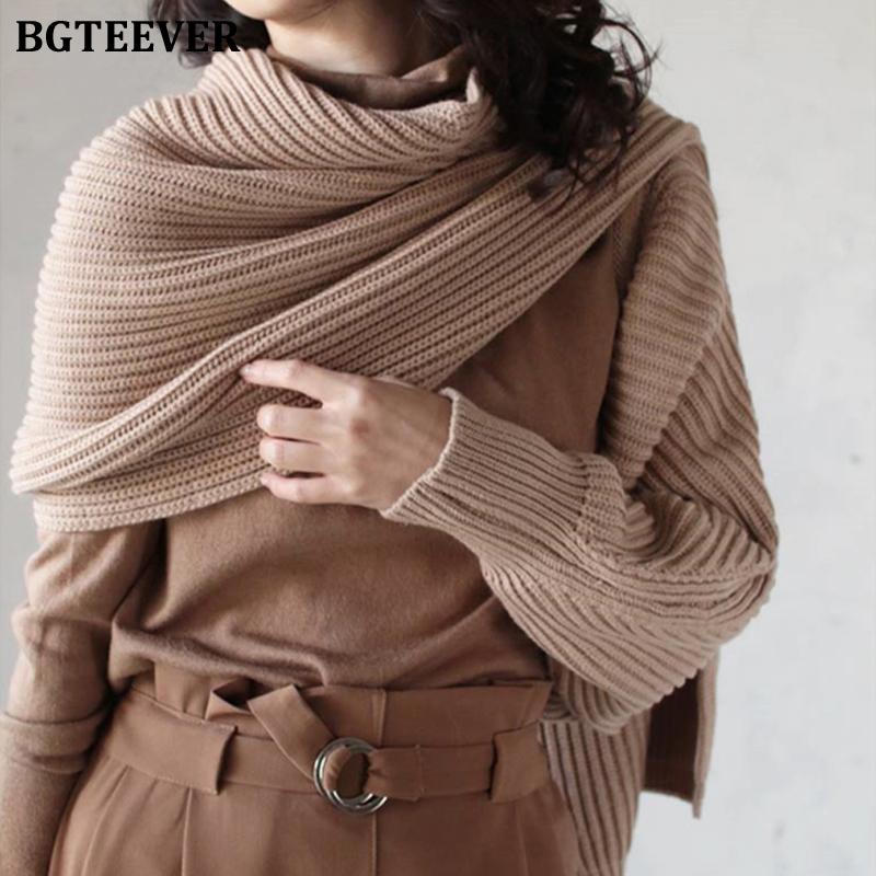 

BGTEEVER Stylish Chic Asymmetric Open Stitch Sweaters for Women 2020 Autumn Winter Full Sleeve Loose Female Knitted Cardigans, Picture color