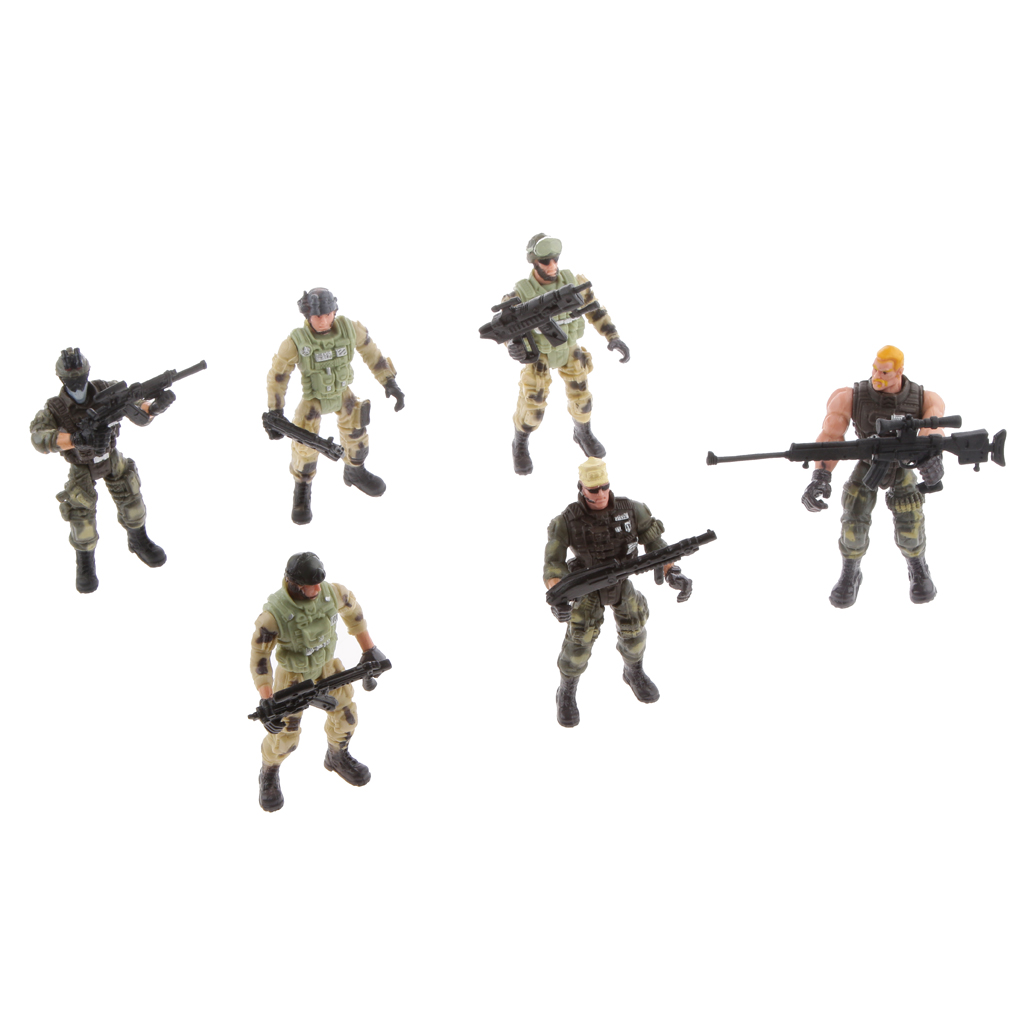 

6 Police Male Army Soldiers Model Kids Child Play Action Figure Xmas Toys Gift