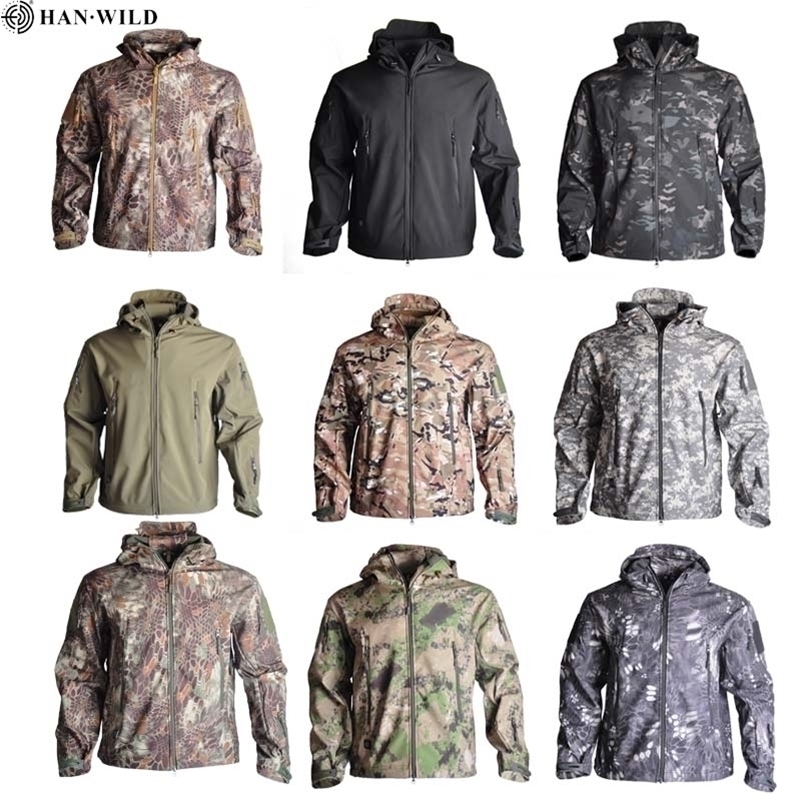 

Shark Skin Soft Shell Outdoors Military Tactical Jacket Men Waterproof Windproof Coat Hunt Camouflage Clothing Windbreakers 5XL 201114, Cp