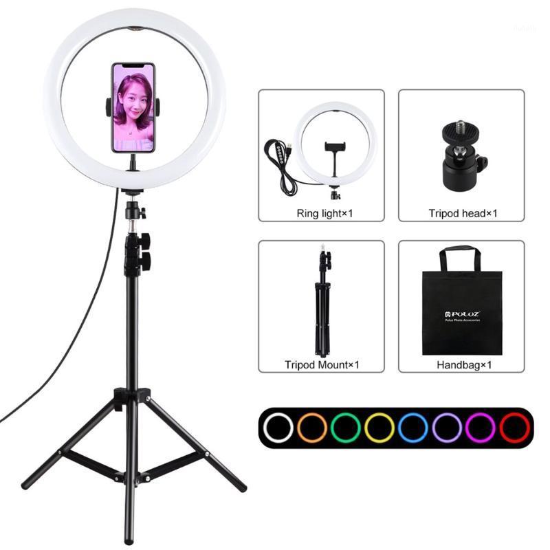 

Durable Safe And Practical 11.8-inch Curved Button Color LED Ring Fill Light PU524 +1.1m Tripod Bracket1