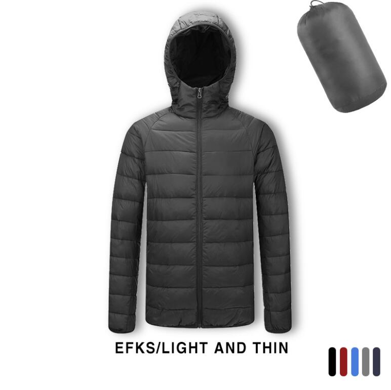 

Short cotton down jacket men winter slim breathable puffer jacket ultra thin down jacket mens Solid black ultra light, Black with cap
