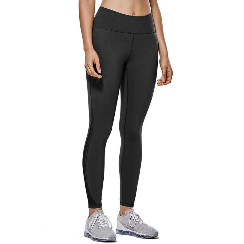 

Women' Casual Solid Color Mid Waist Mesh Stitching Hip Yoga Pants Sports Fitness Leggings Cycling Blke Sweatpants For Ladies, Black