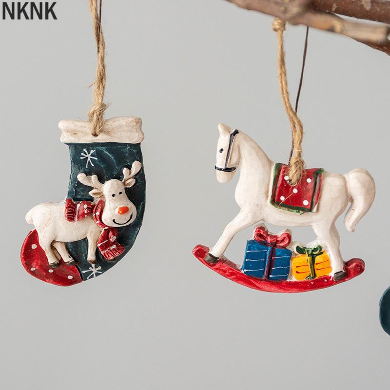 

Horse Christmas Socks Elk Tree Decoration Pendants Hanging Ornaments Crafts Gifts Xmas New Year Party Wedding Home Decor