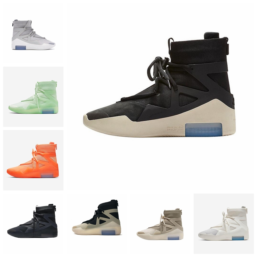 

2021 TOP High Quality Men Women Fear Of God Light Bone Black white Sneakers FOG Cushion Boots Sports Zoom Casual Shoes
