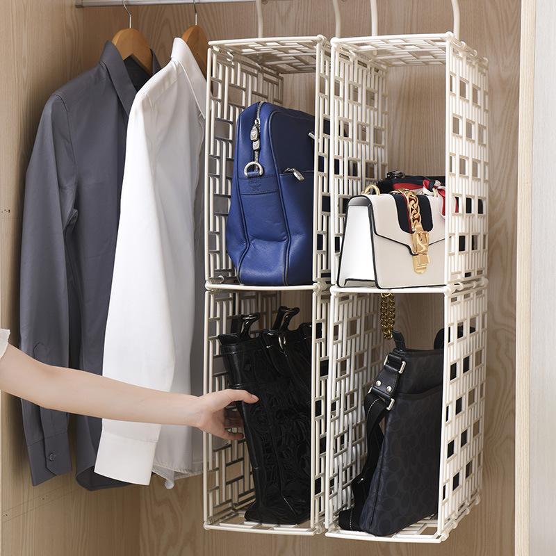 

Removable bag receive artifact closet hanging rack hanging sorting basket multilayer plastic storage shelf