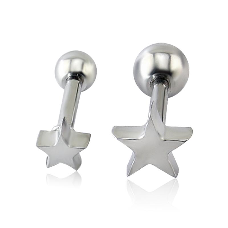 

1 Pair Casual Style Small Ear Stud Earrings For Womens Star Shape Design Stud Earrings 316L Steel Body Piercing Jewelry