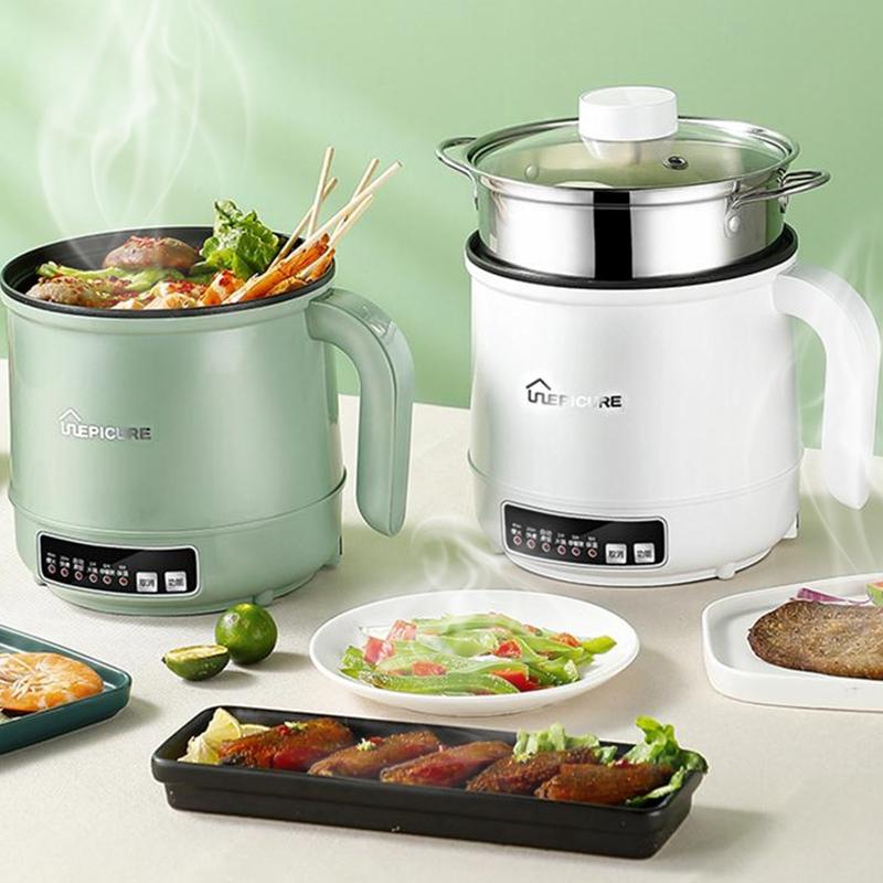 

Multi Cooker Electric Skillet Stainless Steel Rice Cooker Hotpot Noodles Soup Pot Eggs Steamer Heating Pan US