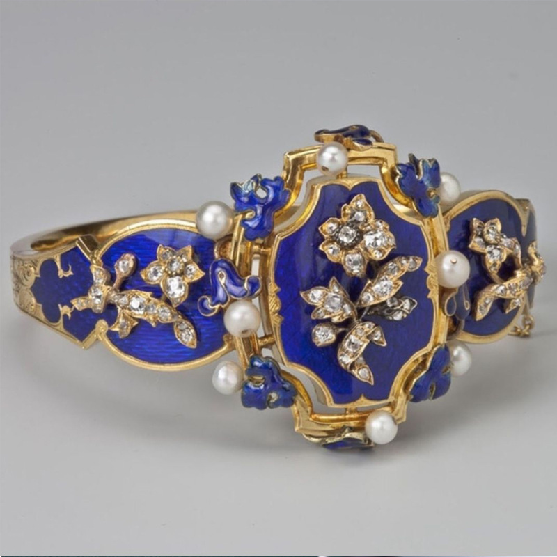 

High-end Luxury Pearl Enamel Rose Ring Bride Jewelry Gift
