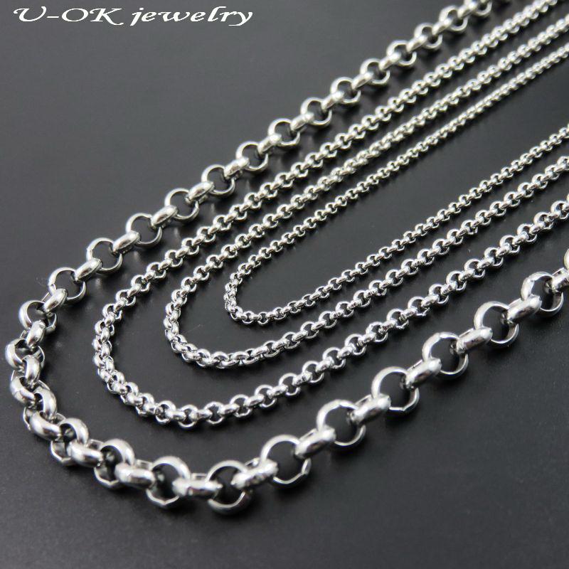 

2/2.5/3/6mm Wide Silver Tone Stainless Steel Rolo Chain Necklace For Man & Women, Fashion Locket Chains, Stainless Steel Jewelry