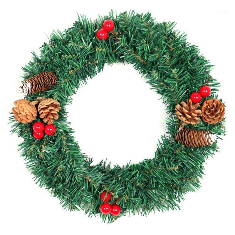 

Christmas Wreath, Xmas Berry Wreath with Red Berries and Cones for Home Wall, Window, Staircase, Door Decor1, Green