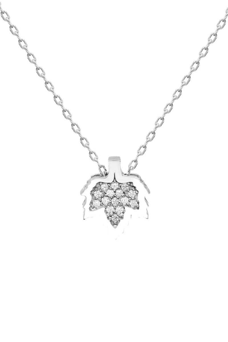 

Certified Cubic Zirconia Sycamore Leaf 925 Silver Necklace