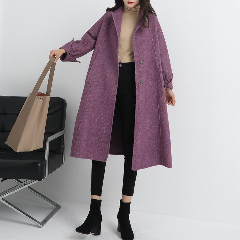 

2020 autumn and winter new fashion ladies double-sided cashmere coat female long section small woolen coat slim jacket, Beige