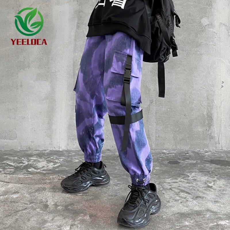 

Tactical Overalls Pants Casual Men's Purple Yellow Trousers Casual Hip-hop Harajuku Streamers Trousers