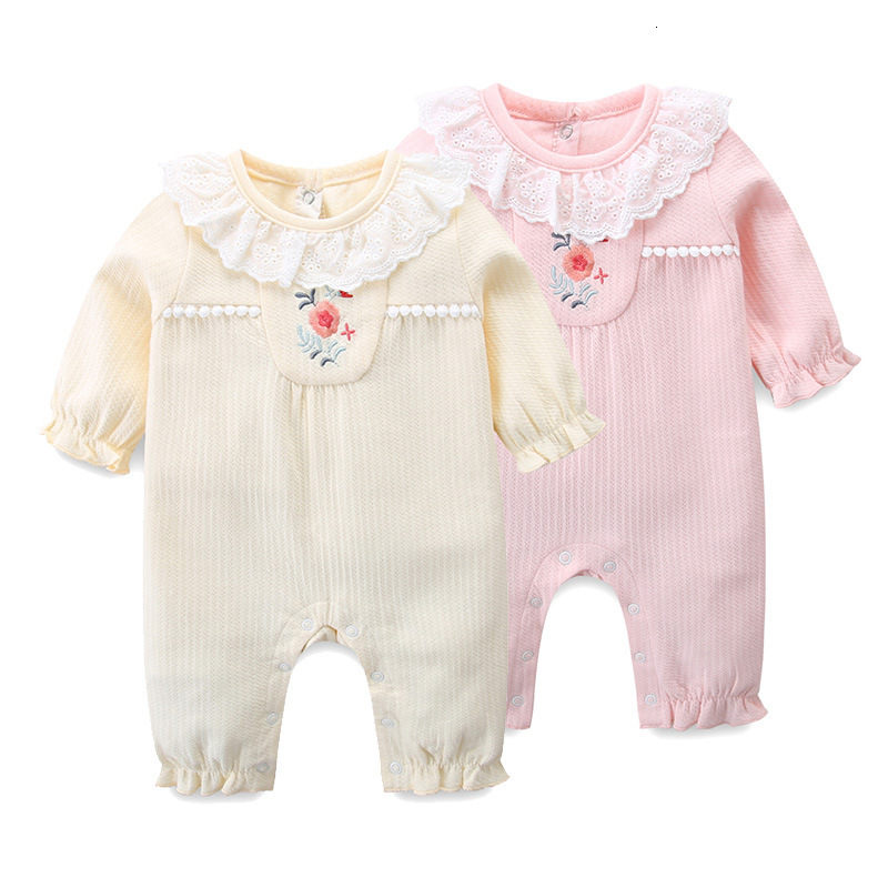 

2021 New Baby Spring Autumn Clothing Newborn Infant Boys Cotton Romper Jumpsuit Girls Clothes Warm Outfit 0-2y 64sw, Pink