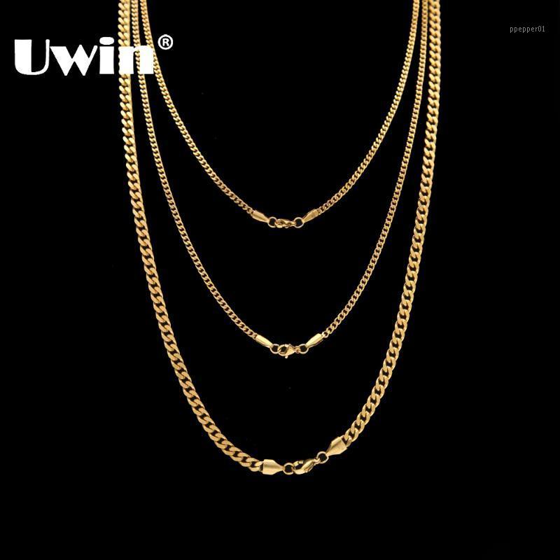 

Uwin Top Quality Stainless Steel Necklace Cuban Link Chain Gold&Steel 3mm&5mm Hiphop Fashion Jewelry Wholesale1, Silver