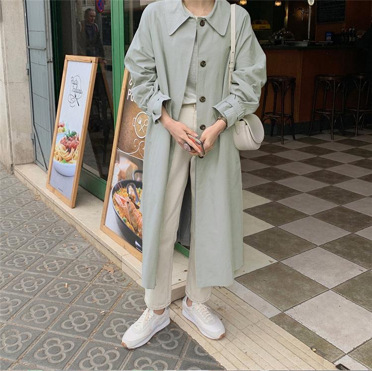 

Vintage Beige Single Breasted Trench Coat Female loose oversized Windbreaker D902, Camel