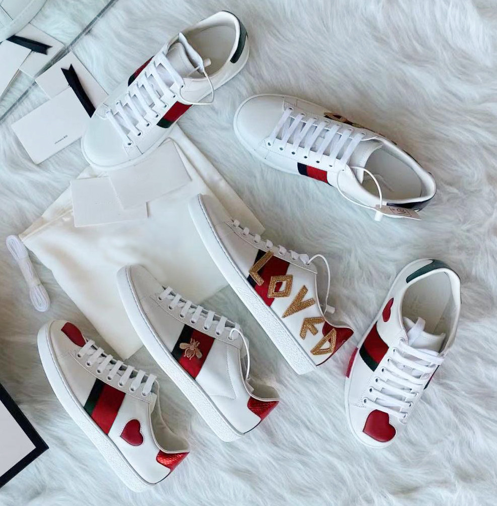 

Fashion Luxury Designer casual shoes women mens loafers low top leisure sneakers classic leather ace bee embroidery snake tiger stripes walking runners shoe, Black bind