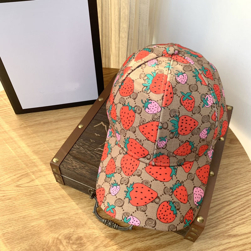 

Caps Designer Ladies Baseball Hat Strawberry Pattern Cap Summer Couple Fashion Outdoor Sports Brand Letter Hats 223125RL, Blue;gray